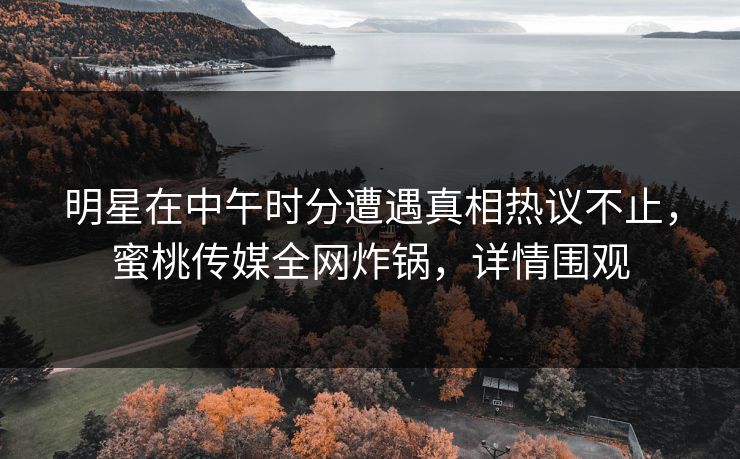 明星在中午时分遭遇真相热议不止，蜜桃传媒全网炸锅，详情围观