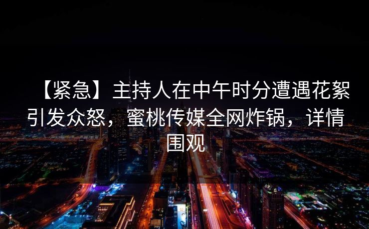 【紧急】主持人在中午时分遭遇花絮引发众怒,蜜桃传媒全网炸锅,详情围观 【紧急】主持人在中午时分遭遇花絮引发众怒,蜜桃传媒全网炸锅,详情围观