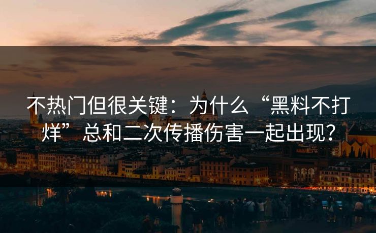不热门但很关键：为什么“黑料不打烊”总和二次传播伤害一起出现？